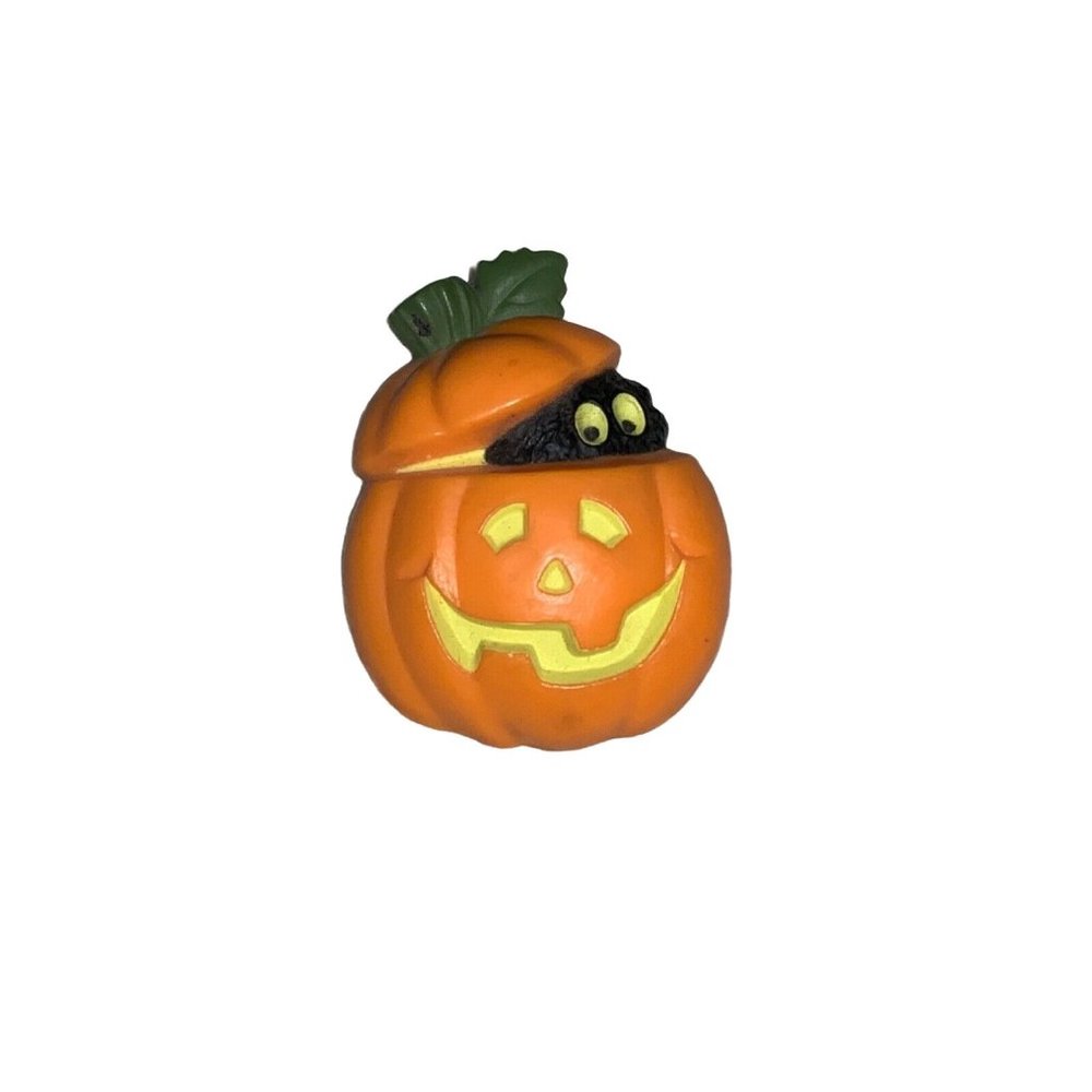 Hallmark PIN Halloween Vintage CAT BLACK Jack-O-Lantern PUMPKIN Holiday Brooch
